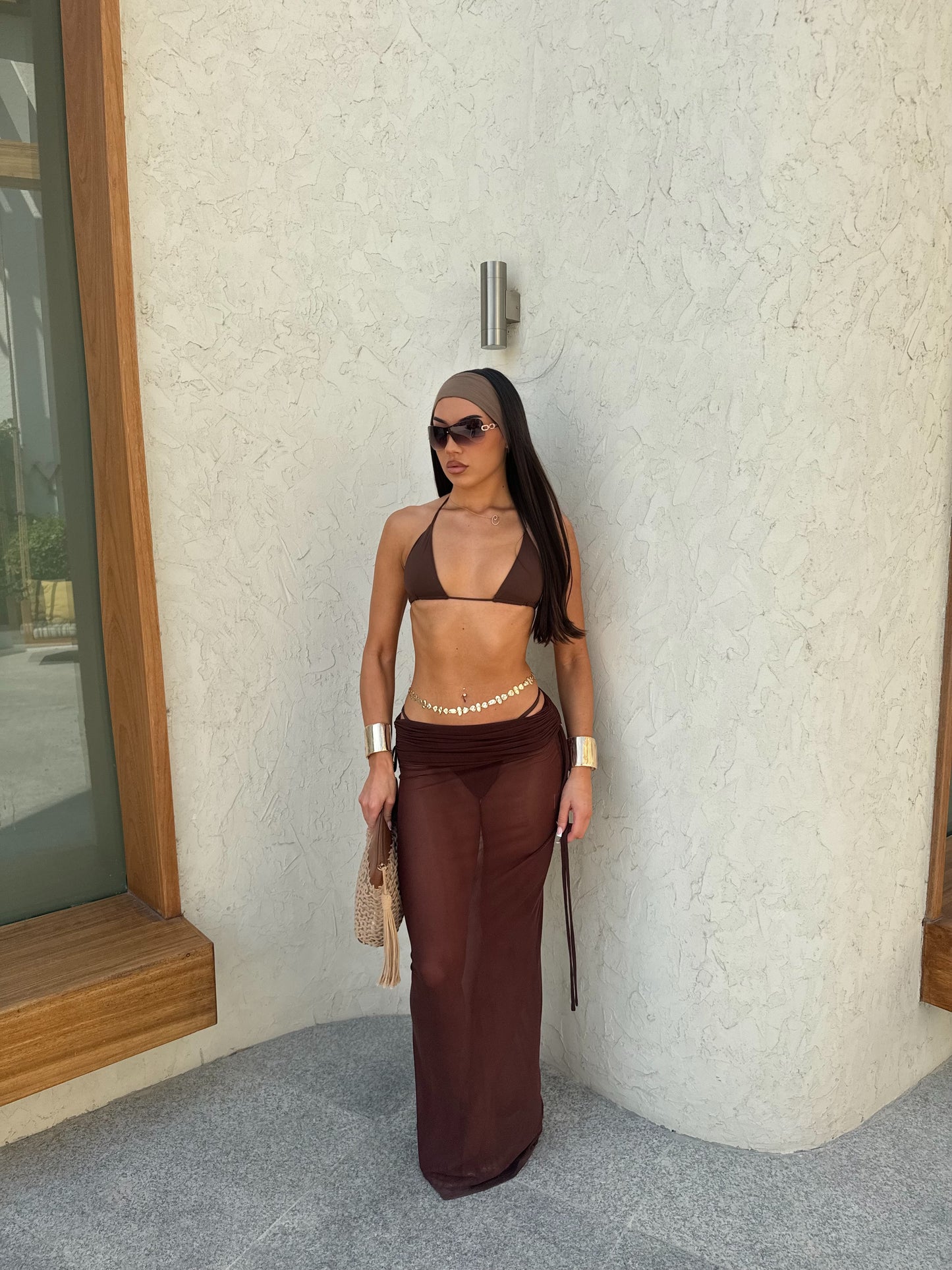 The ‘Alia’ 3 Piece Bikini Set & Skirt Brown
