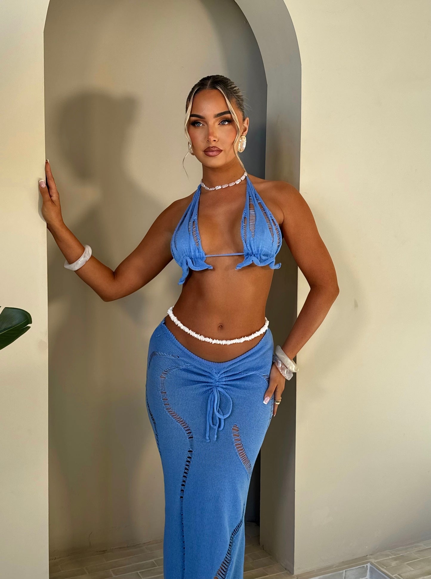The ‘Tulum’ Knit Two Piece Blue