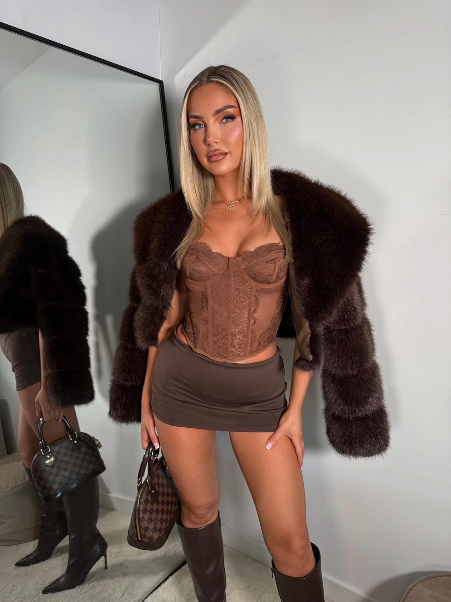 The ‘Verona’ Mesh Lace Corset Brown