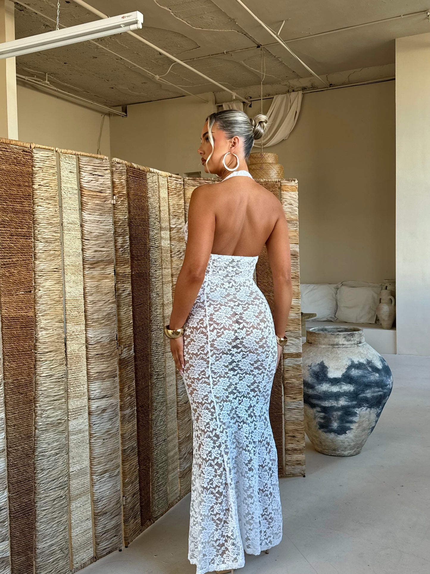The ‘Serafina’ White Lace Maxi Dress