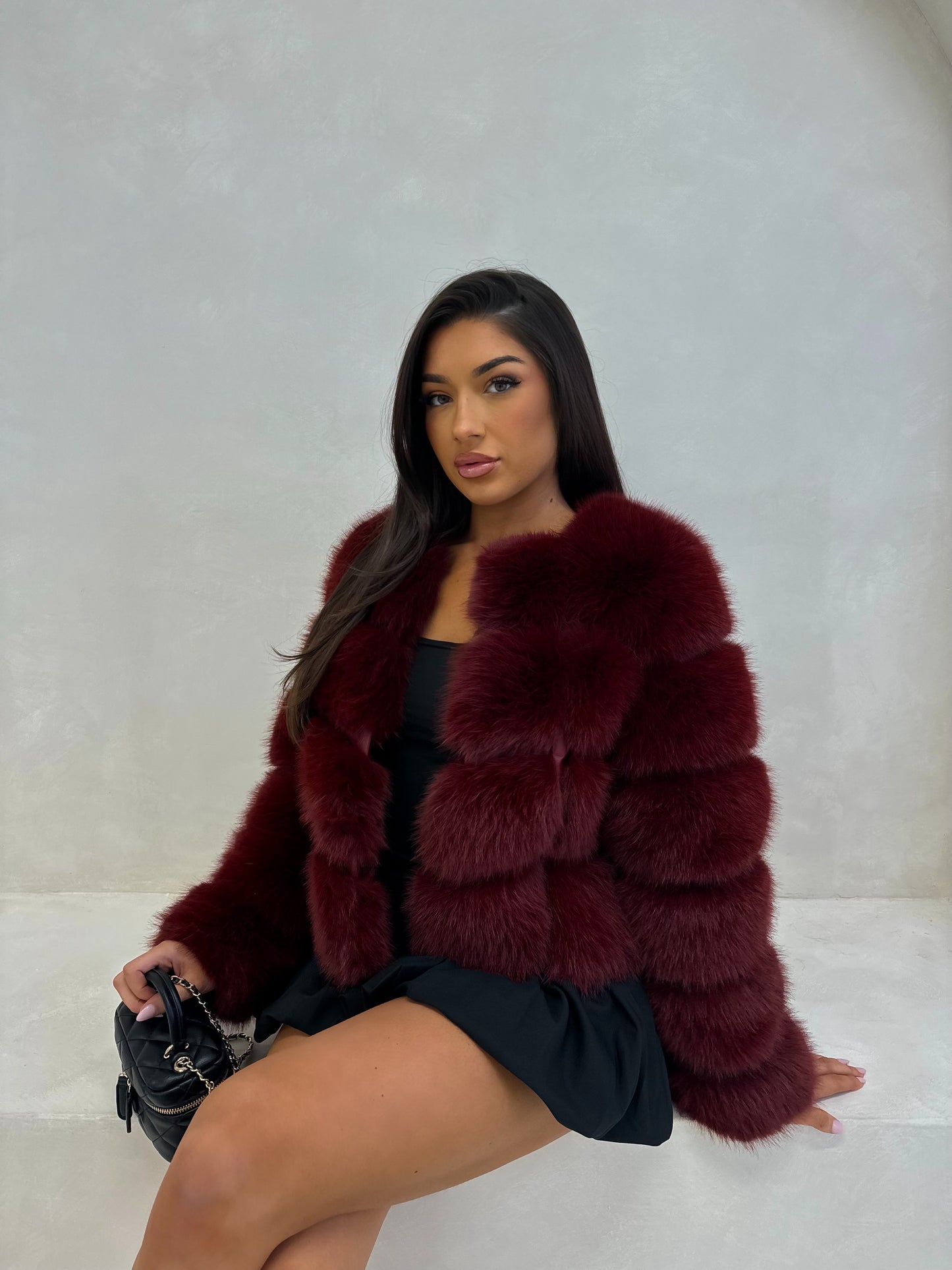 The ‘Milan’ Luxury Faux Fur Coat Burgundy