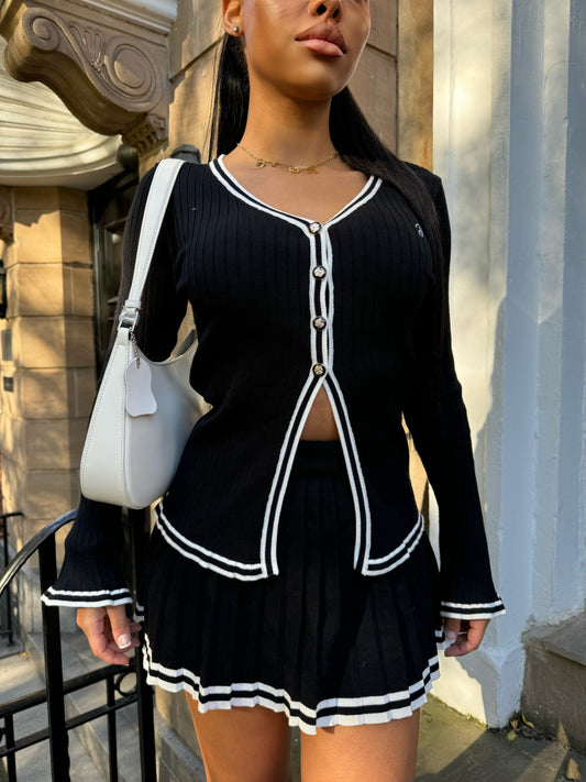 The ‘Demmy’ Pleated Skirt & Cardigan Set