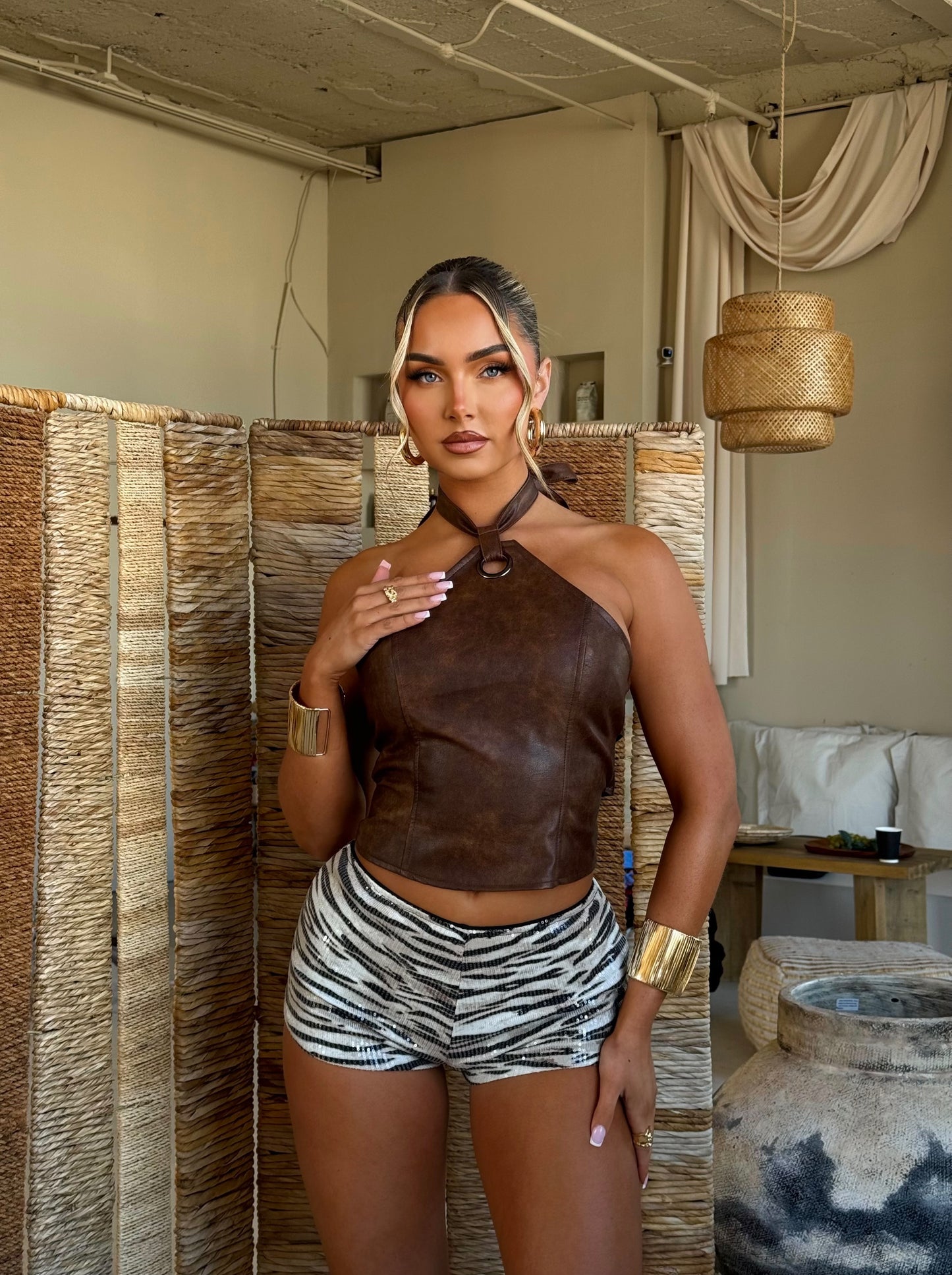 Zebra Sequin Mini Shorts