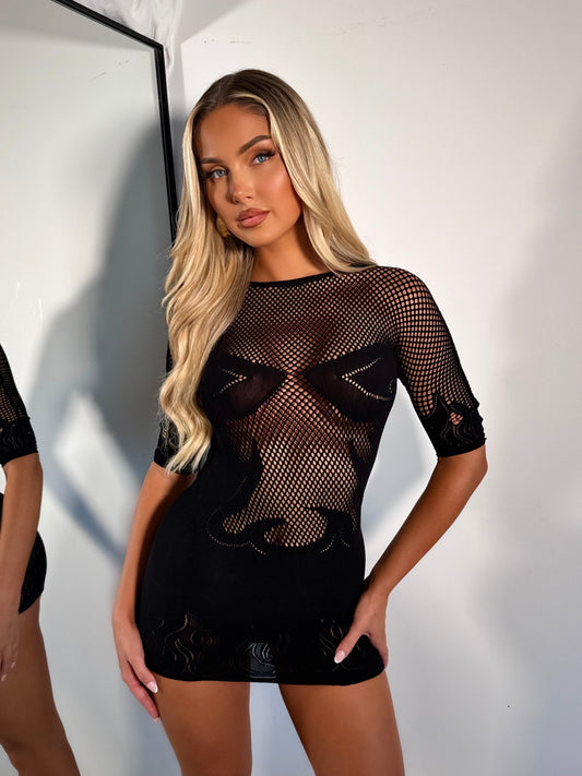 The ‘Noir Envy’ Mesh Mini Dress