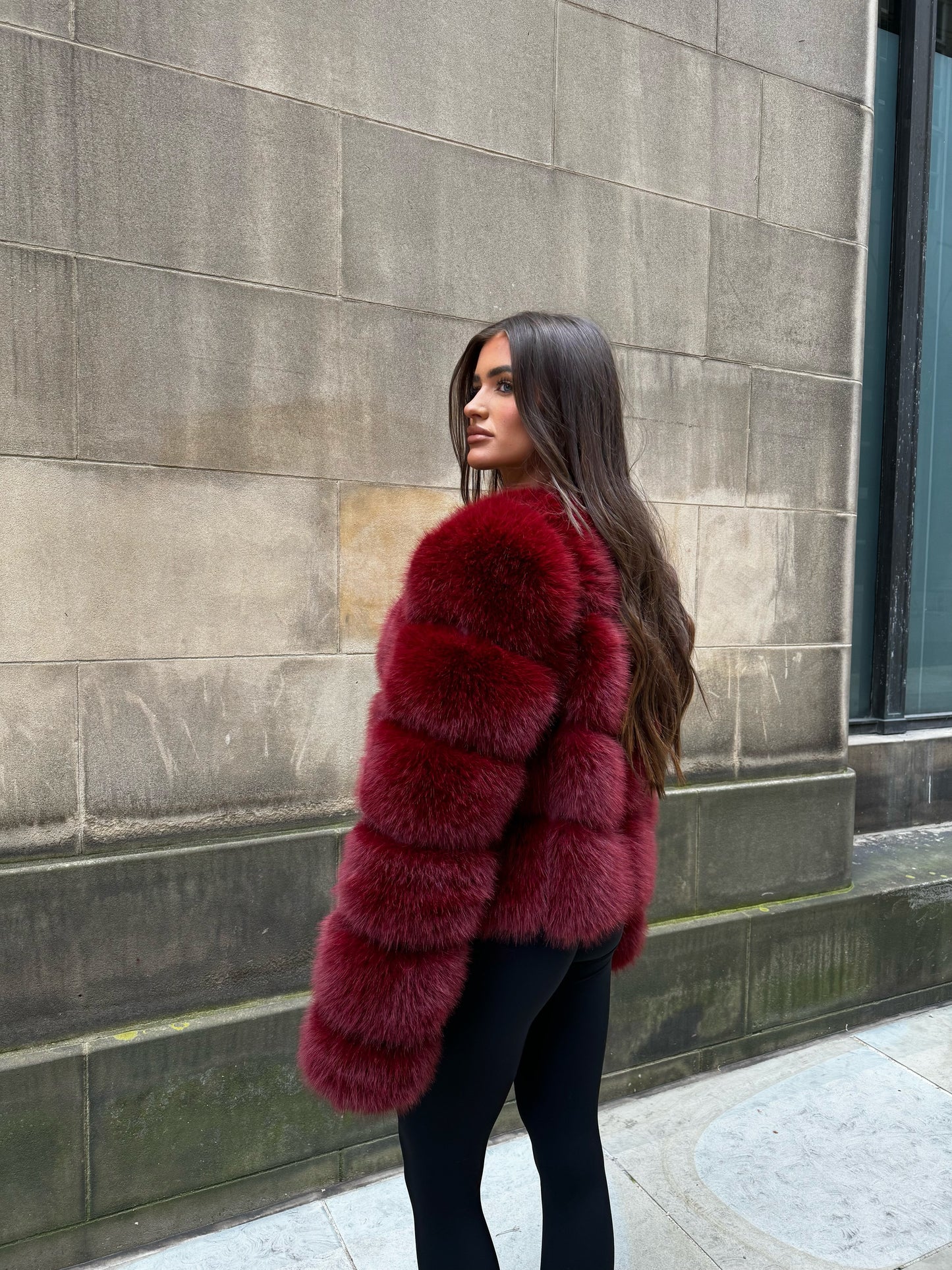 The ‘Milan’ Luxury Faux Fur Coat Burgundy