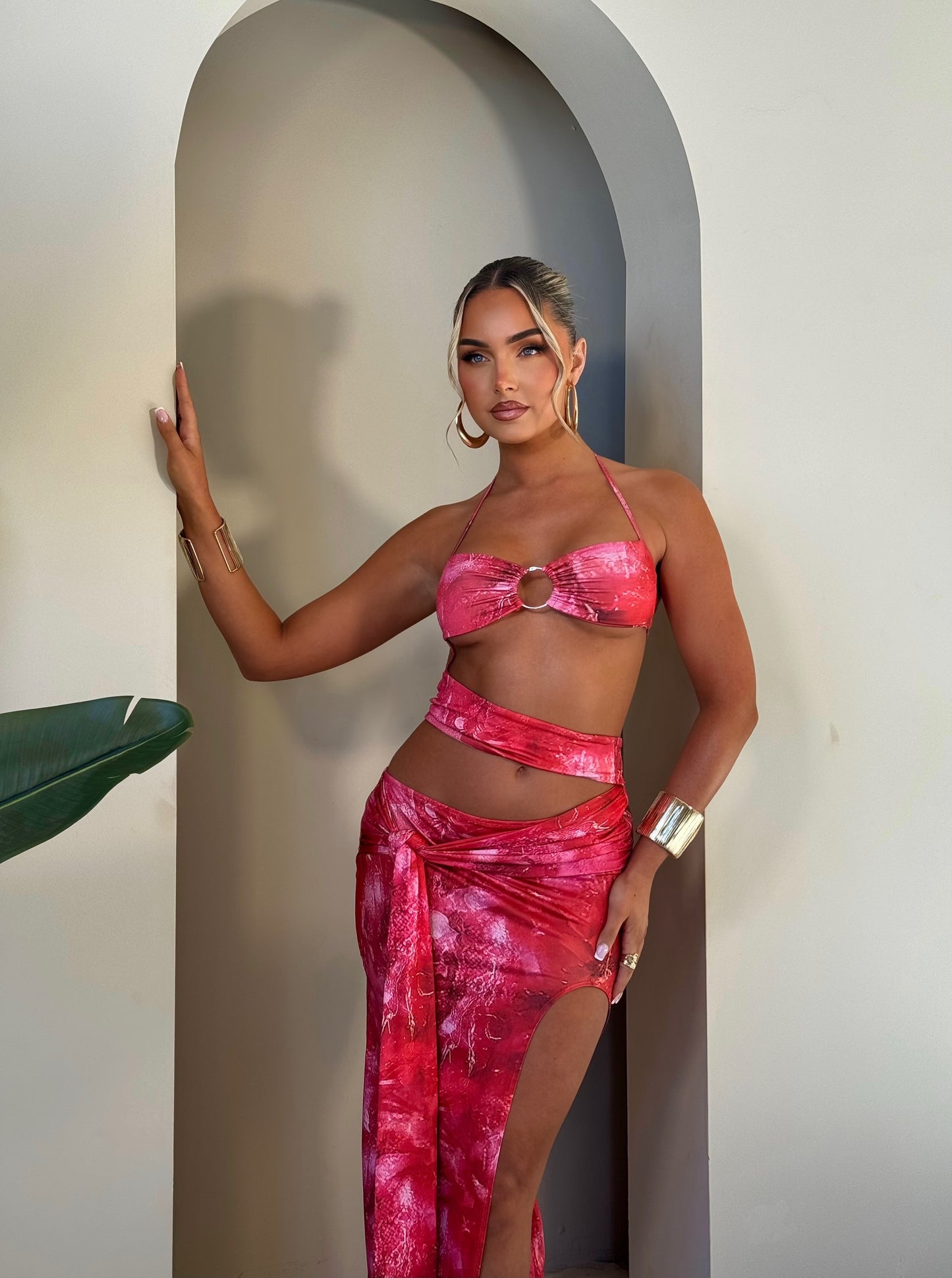 The ‘Philomena’ Print Cut Out Maxi Dress