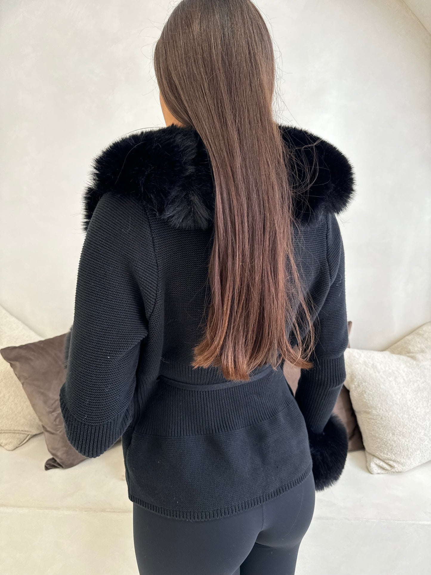 The ‘Geneva’ Faux Fur Cardigan Black