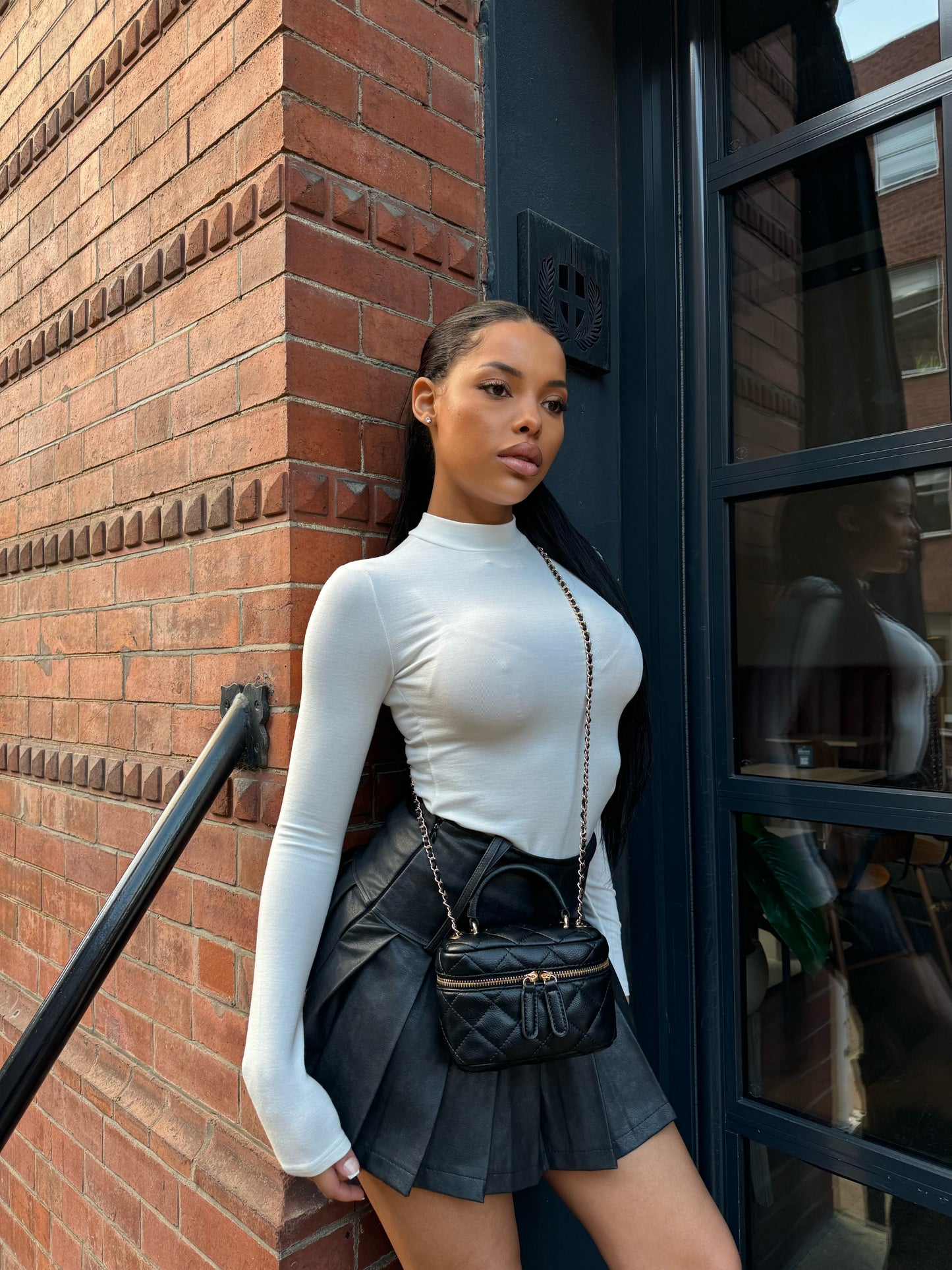 The ‘Willow’ Basics White High Neck Long Sleeve Top