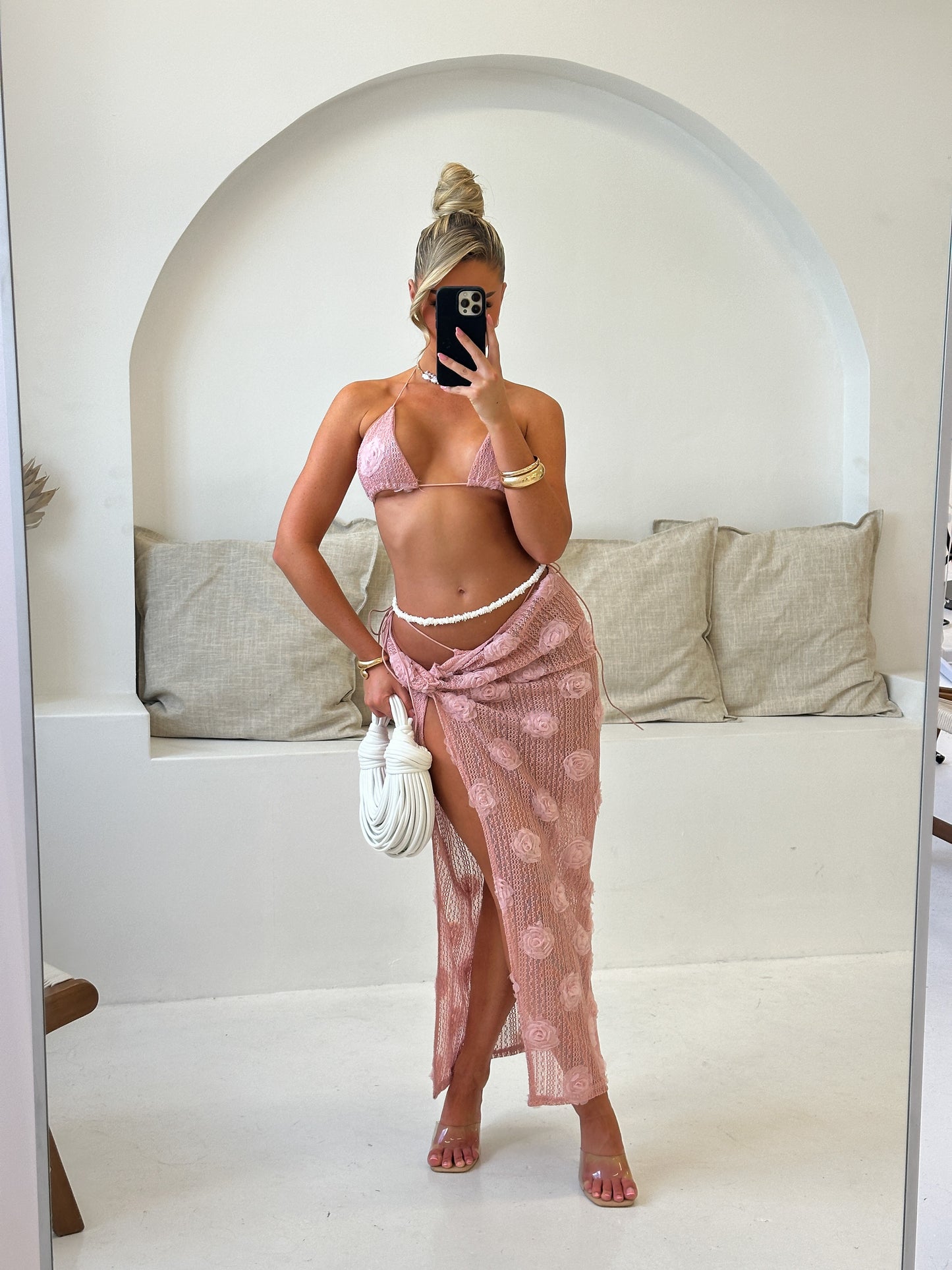 The ‘Safiya’ Pink Flower 3 Piece Beach Set