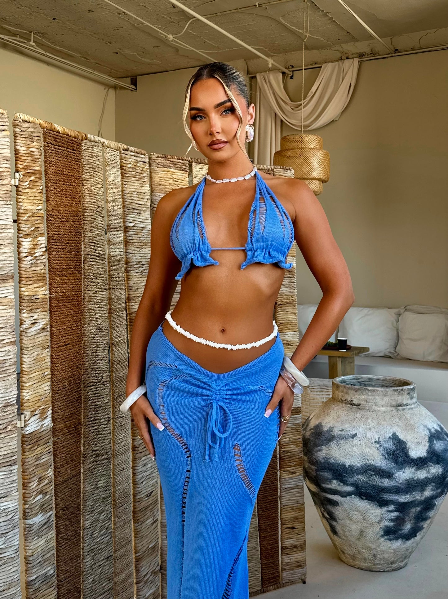 The ‘Tulum’ Knit Two Piece Blue