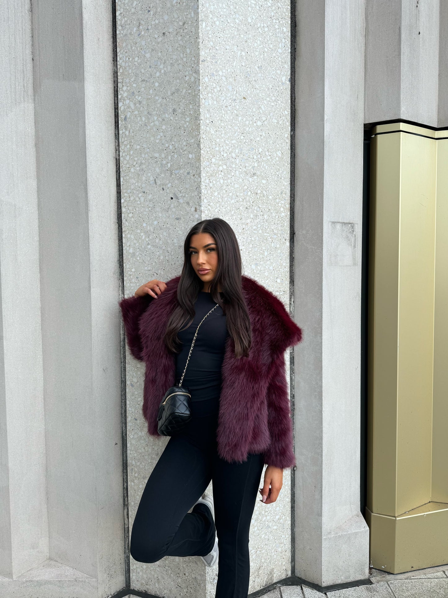 The ‘Vienna’ Luxury Faux Fur Coat Burgundy Wine