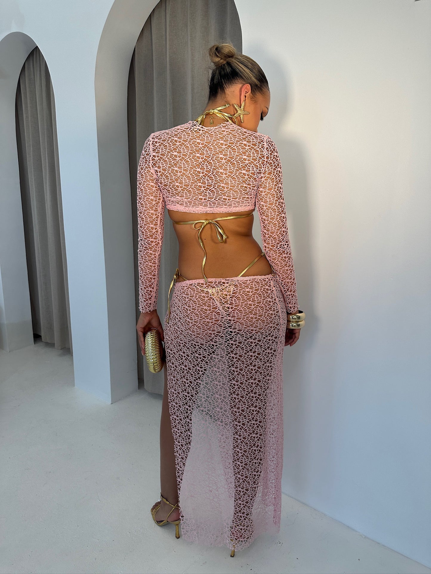 The ‘Alana’ Maxi Skirt Set Pink