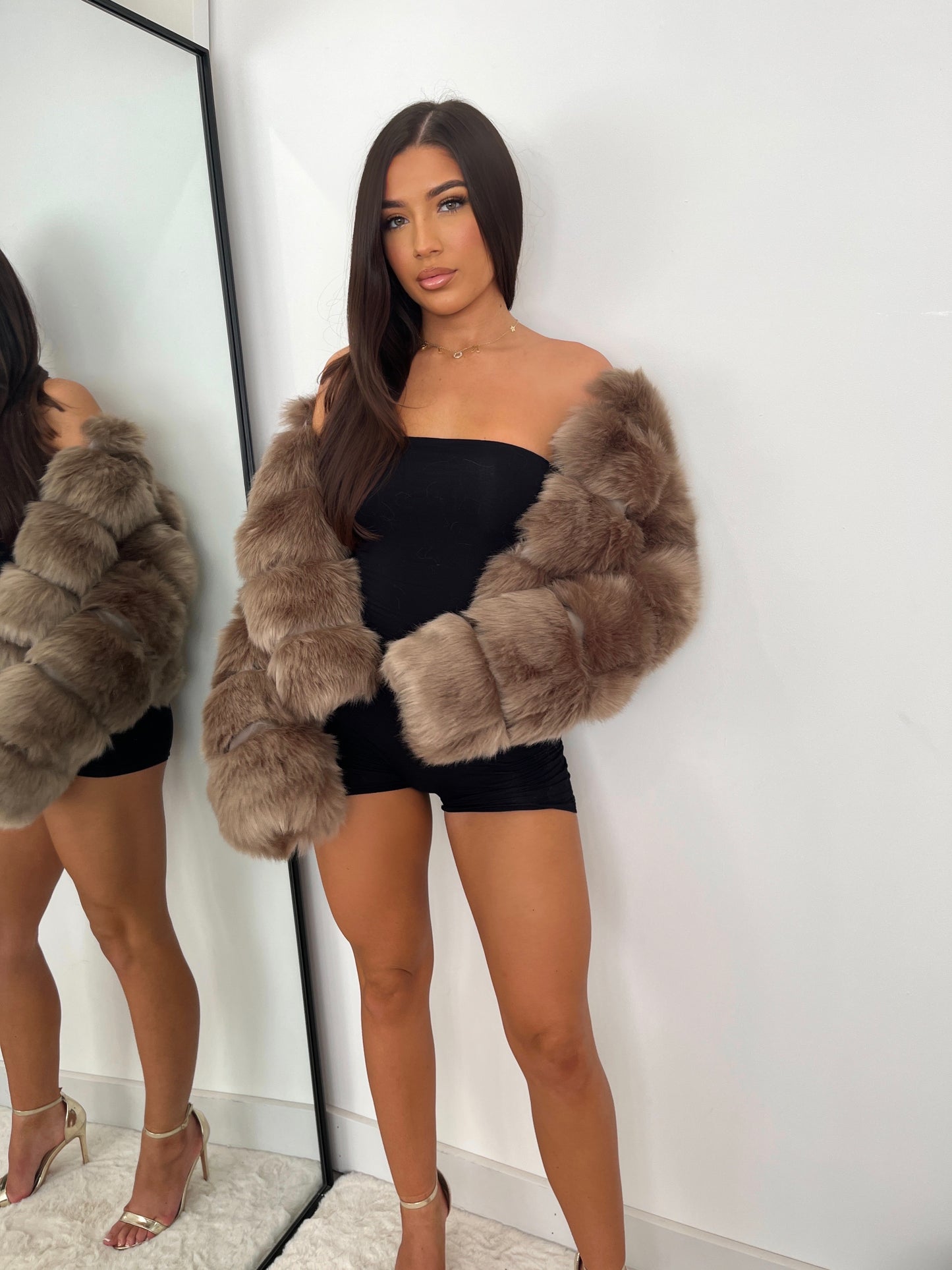 ‘Dolce’ Brown Luxury Faux Fur Coat