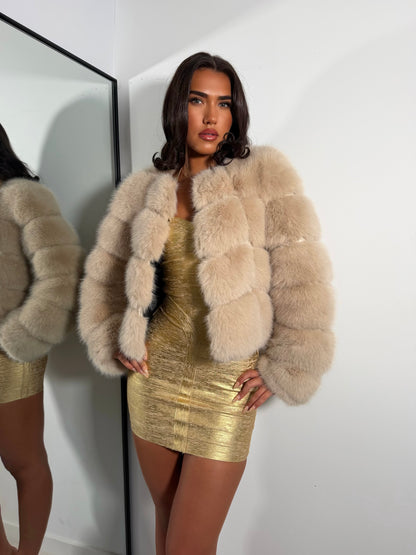 The ‘Milan’ Luxury Faux Fur Coat Vanilla Cream