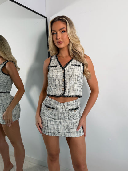 The ‘Blair’ Tweed Mini Skirt Set