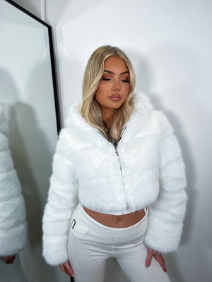 The ‘Snow Queen’ White Hooded Fur Coat