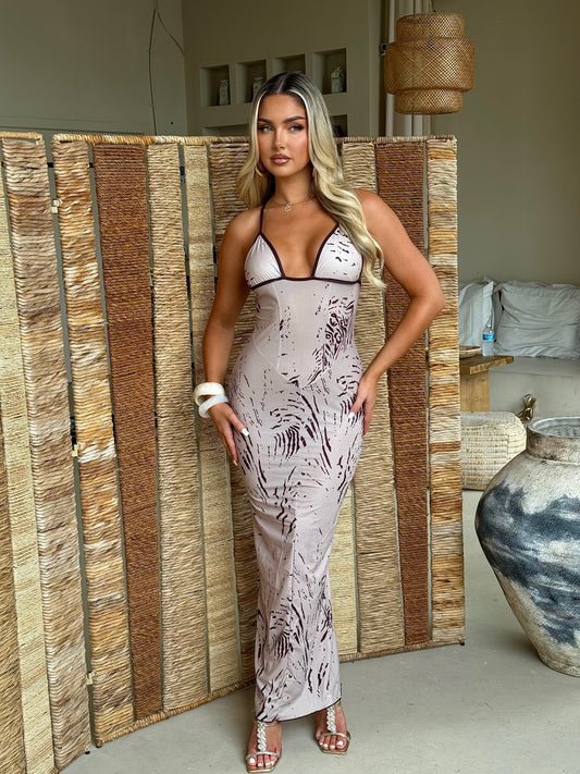 The ‘Kiara’ Neutral Zebra Dress
