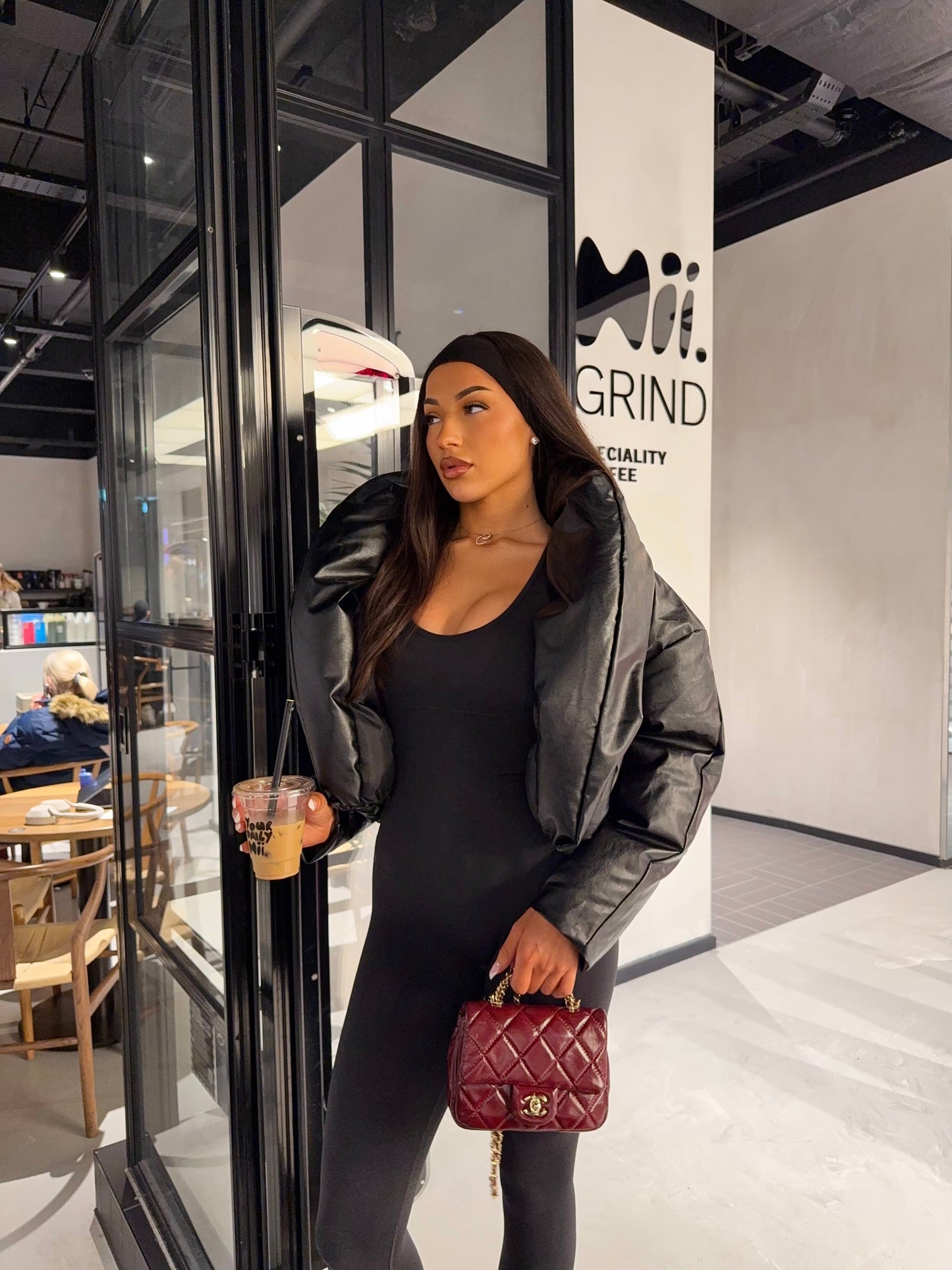 The ‘Arlo’ Black Leather Puffer Jacket