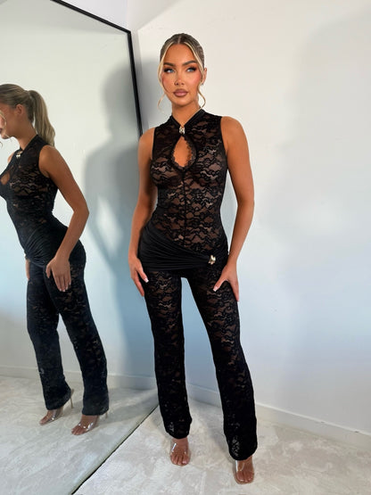 The ‘On Site’ Black Lace Jumpsuit