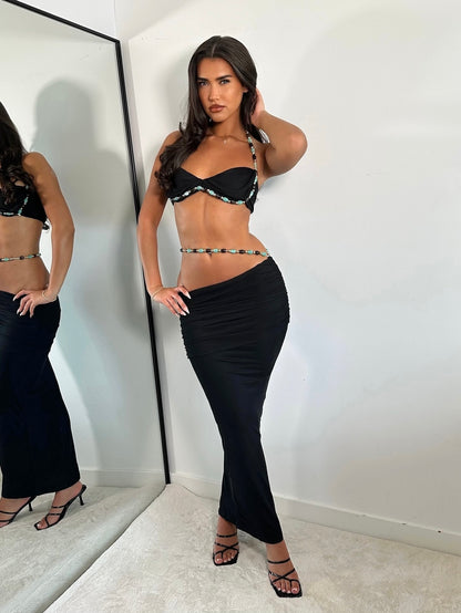 The ‘Ocean Drive’ Black Maxi Skirt Set