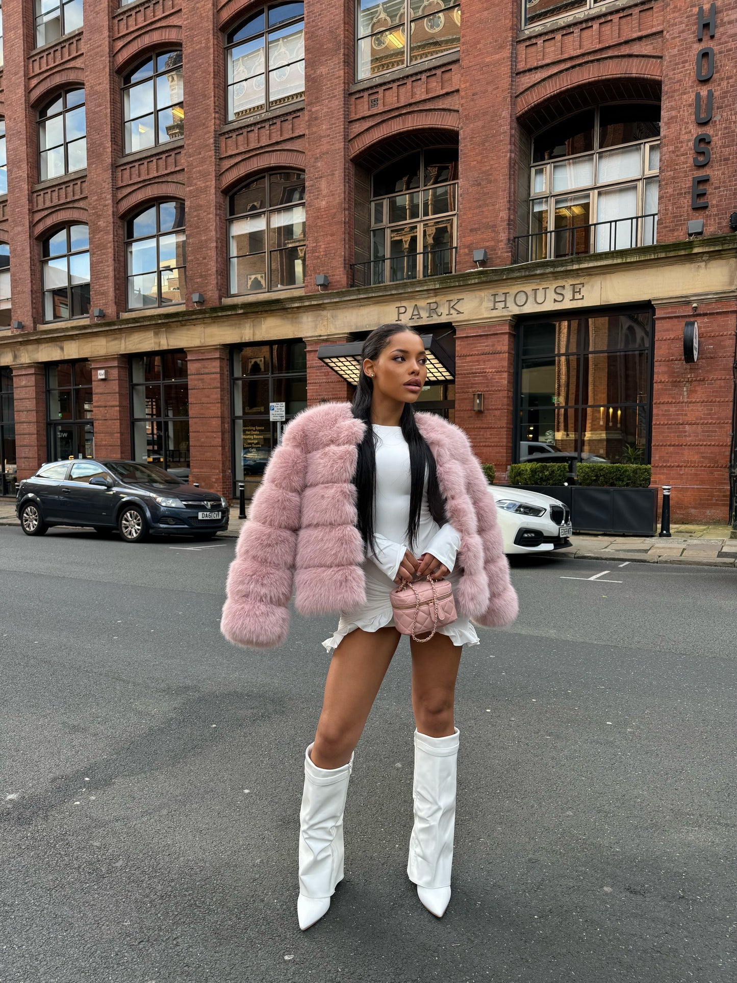 Dusty Pink Faux Fur Coat