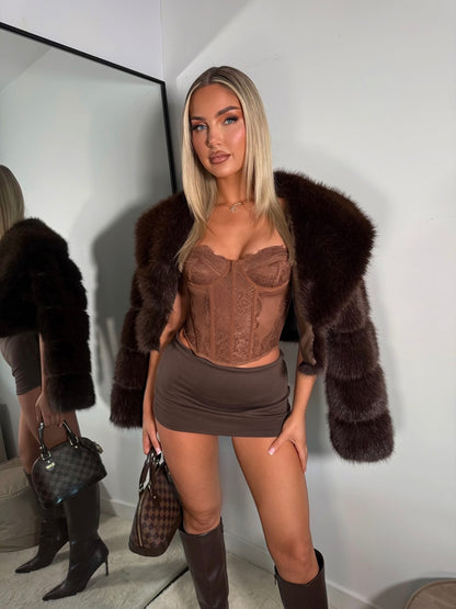 The ‘Verona’ Mesh Lace Corset Brown