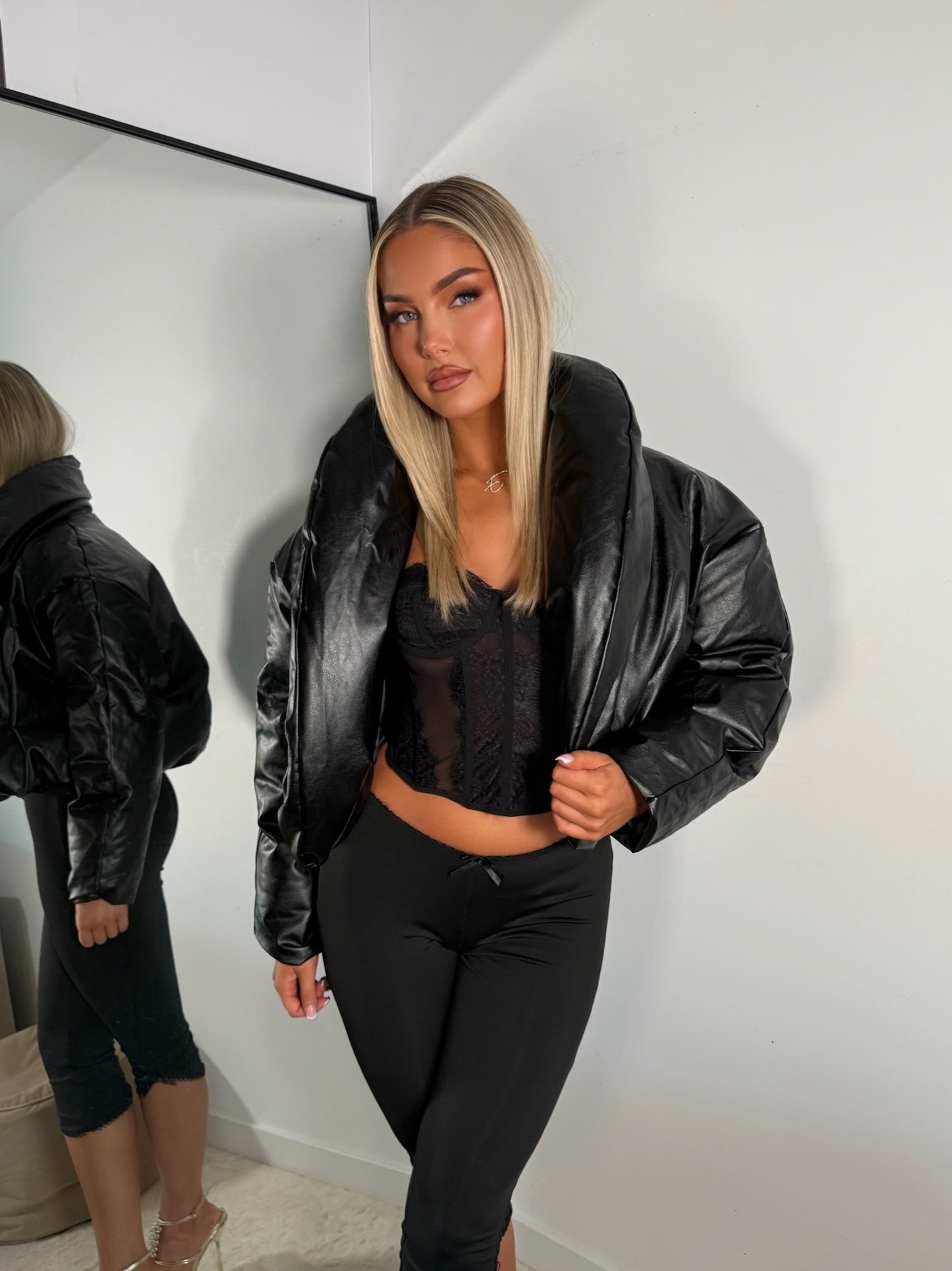 The ‘Arlo’ Black Leather Puffer Jacket