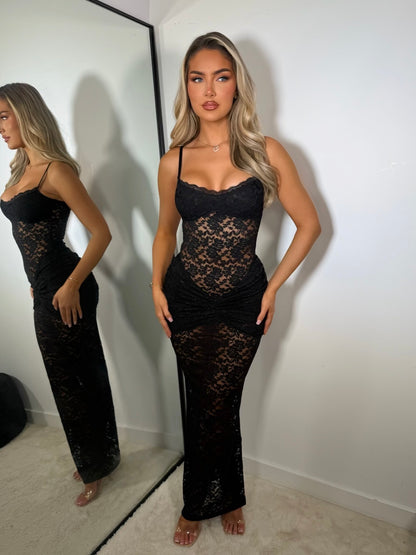 The ‘Devotion’ Lace Black Maxi Dress
