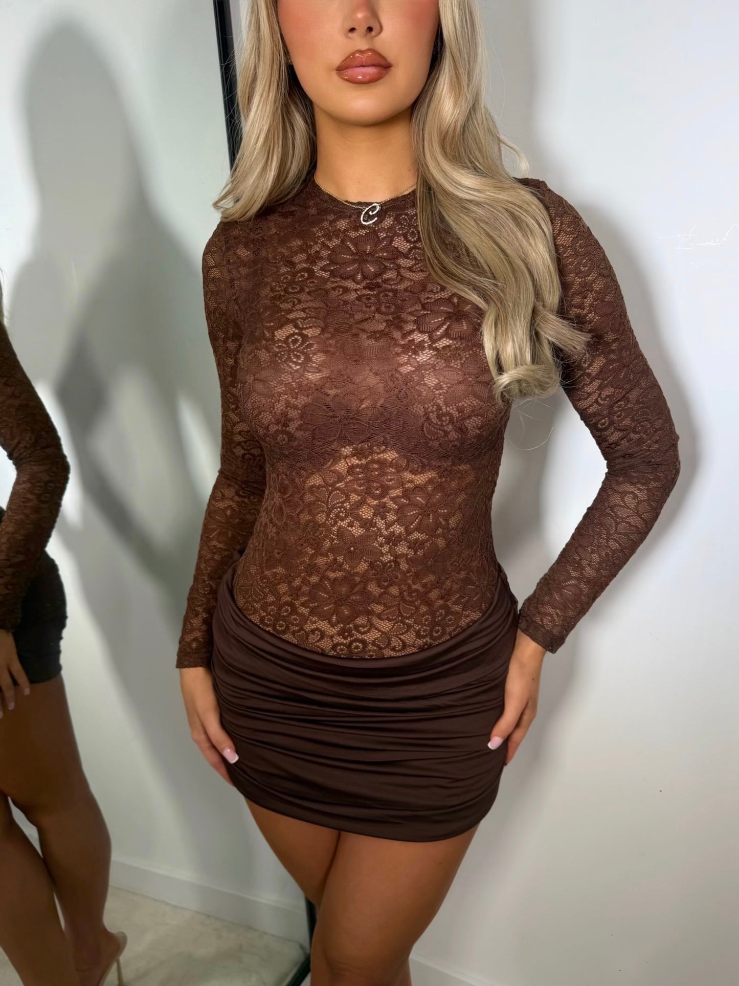 The ‘Truffle Touch’ Brown Lace Mini Dress