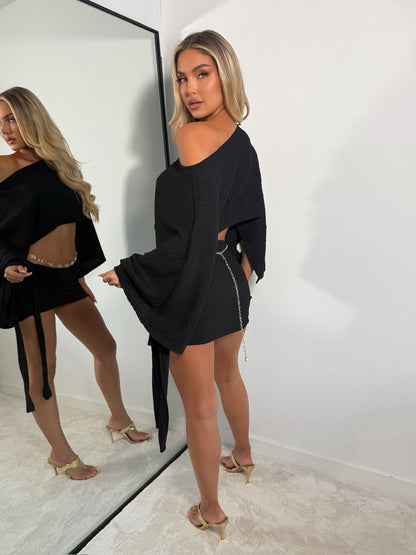 The ‘Evening Muse’ Off Shoulder Mini Skirt Set
