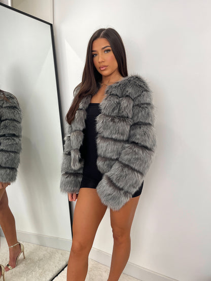 ‘Wolf Grey’ Luxury Faux Fur Coat