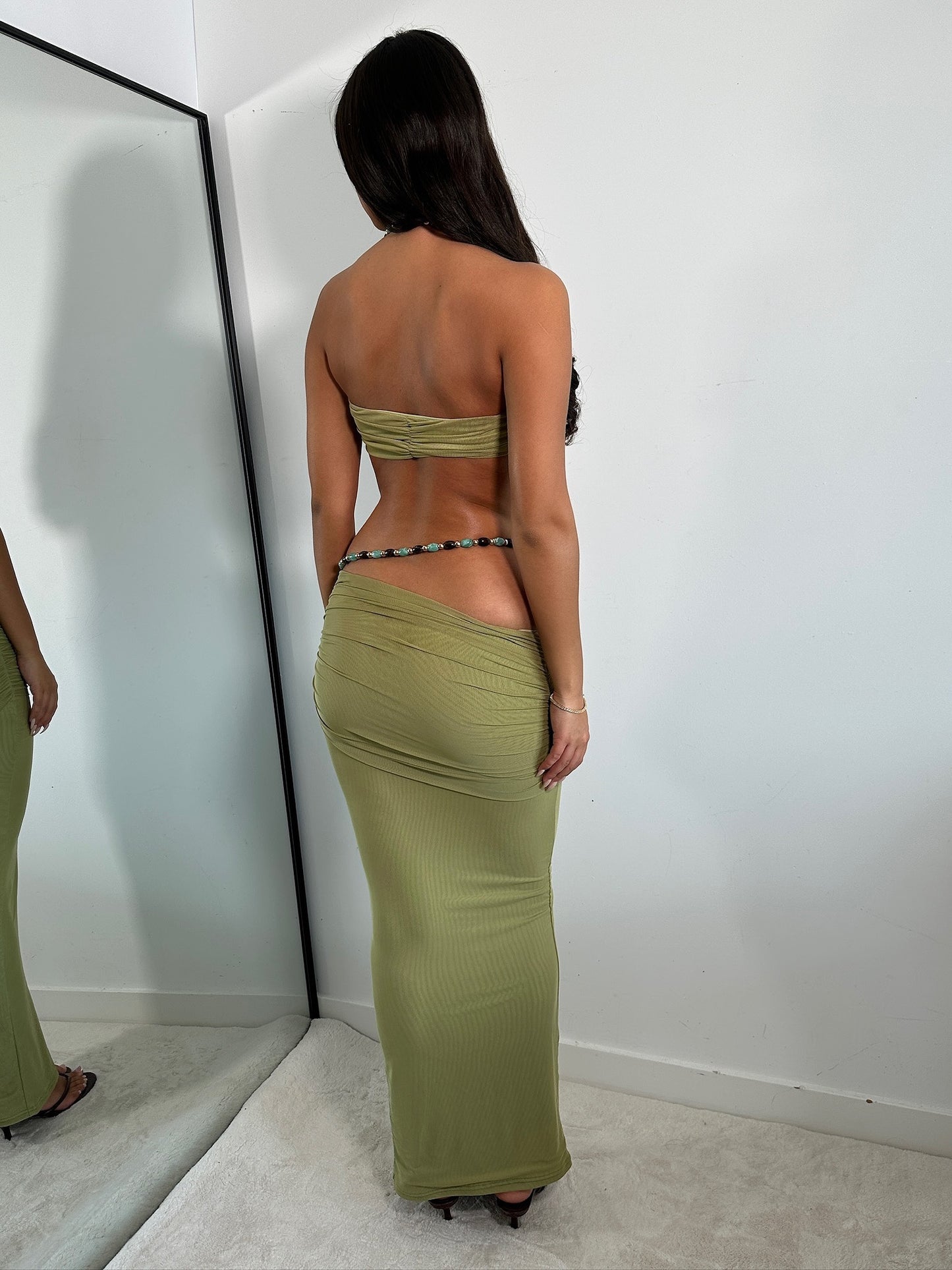 The ‘Ocean Drive’ Olive Maxi Skirt Set