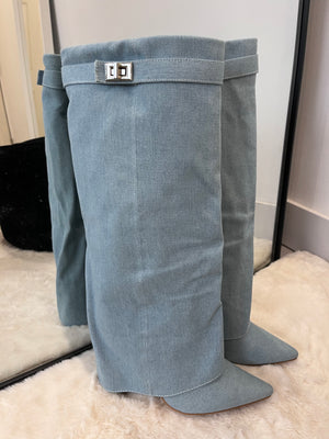 The ‘Gia’ Denim Knee High Boots