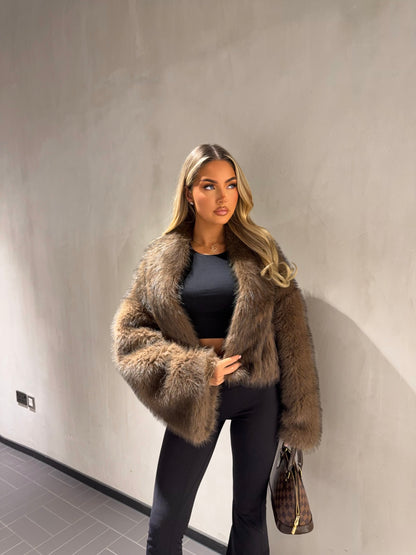 The ‘Aria’ Slouch Chocolate Brown Fur