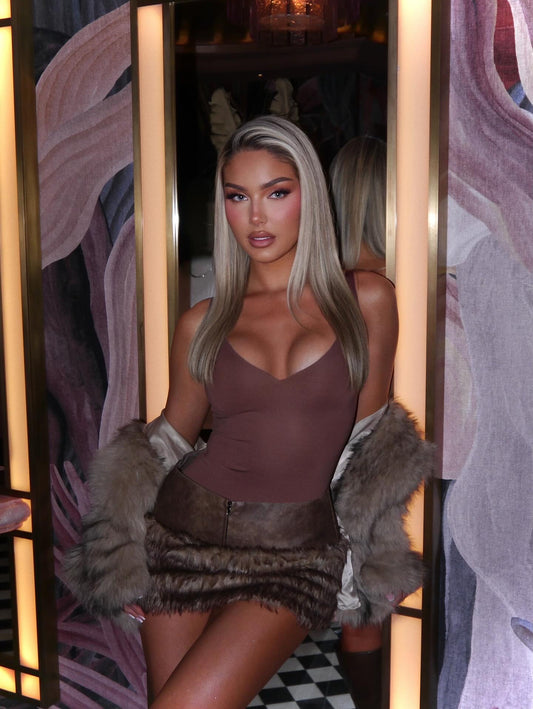 The ‘Arctic Edge’ Faux Fur & Leather Mini Skirt