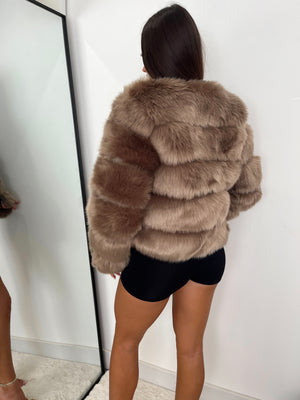‘Dolce’ Brown Luxury Faux Fur Coat