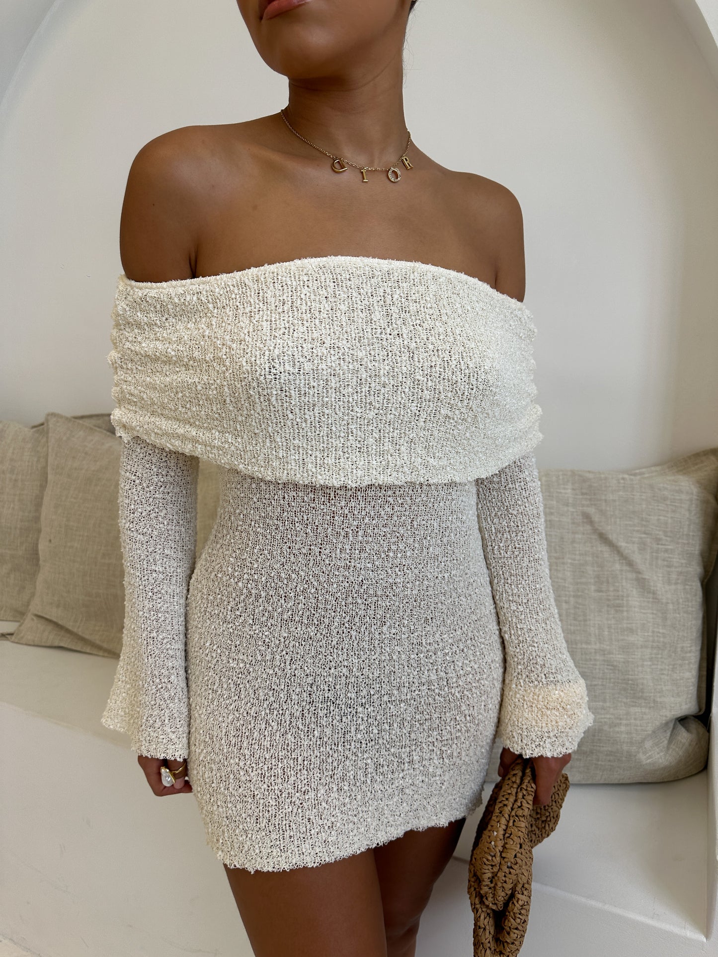 The ‘Naomi’ Off Shoulder Knit Dress