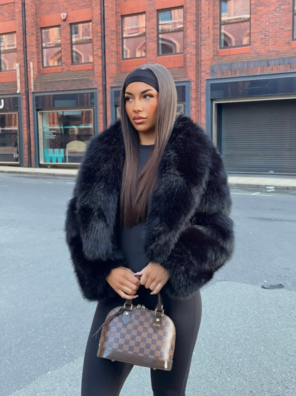 The ‘Lorena’ Luxury Faux Fur Coat Black