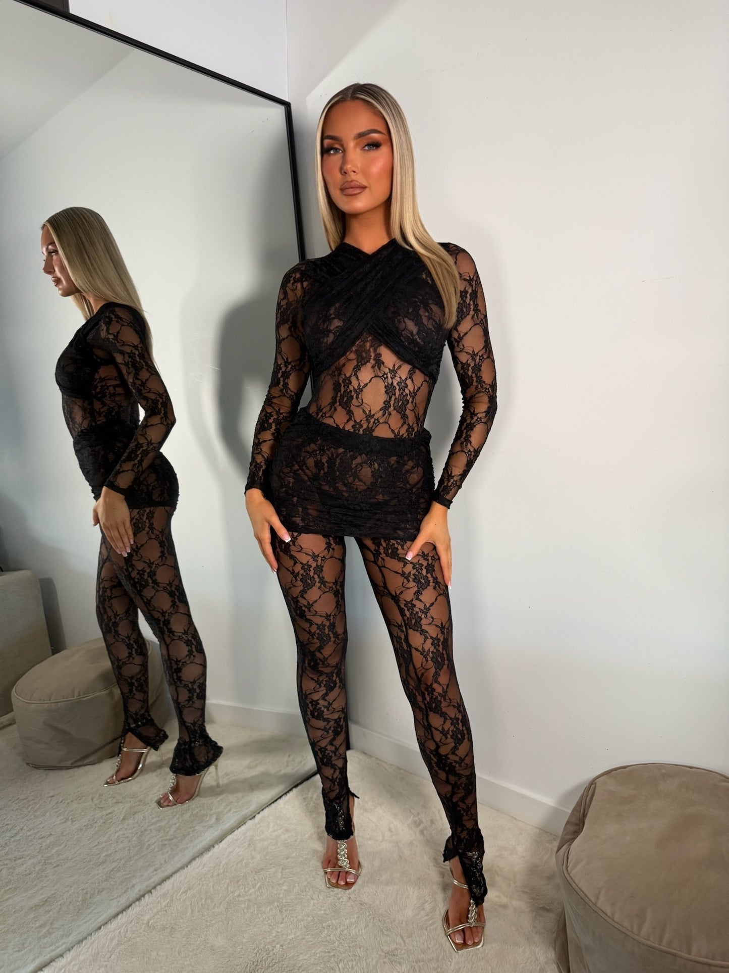 The ‘Shadow Play’ Black Lace Jumpsuit