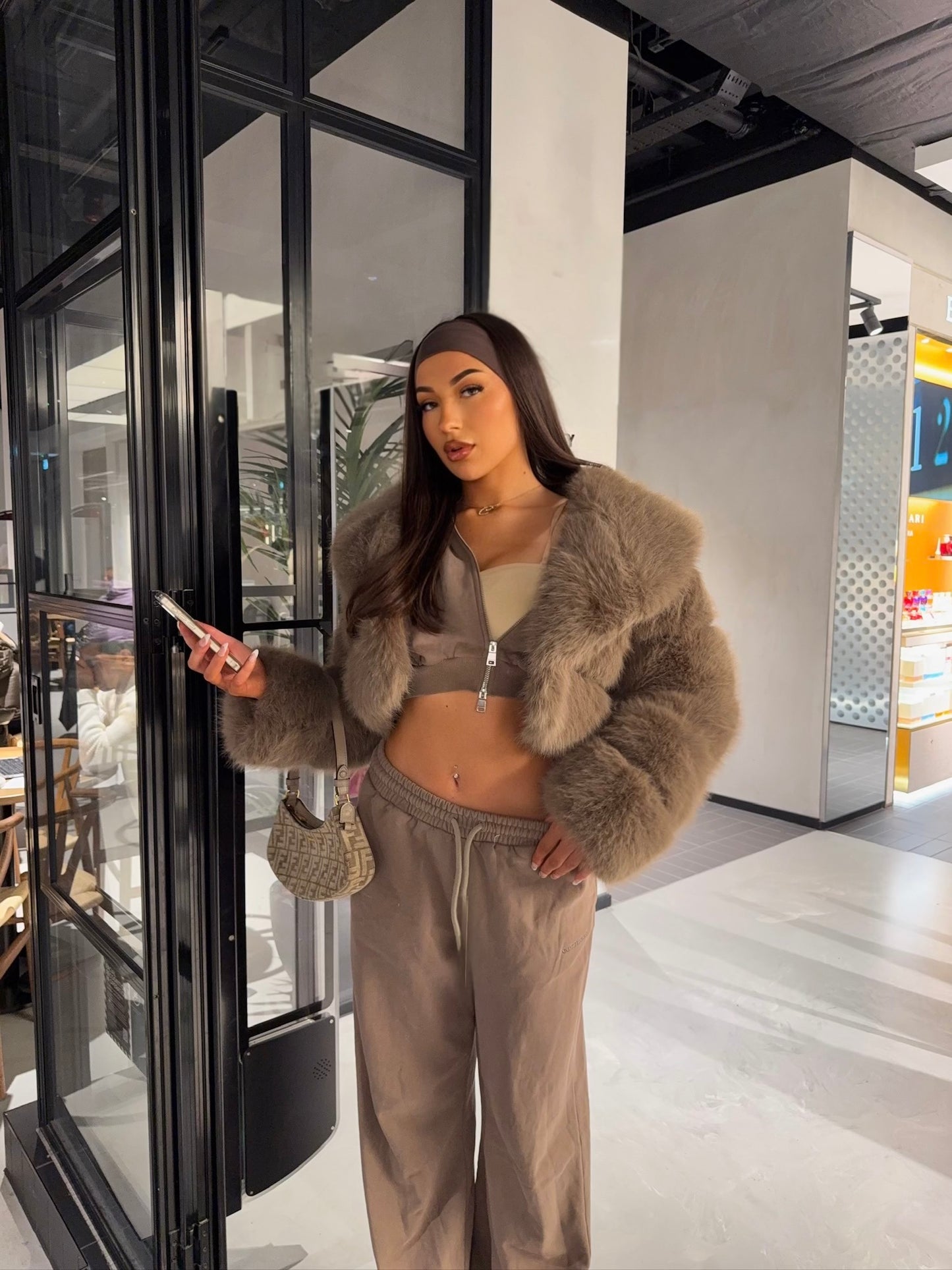 The ‘Lavella’ Cropped Luxury Faux Fur Coat Dolce Brown