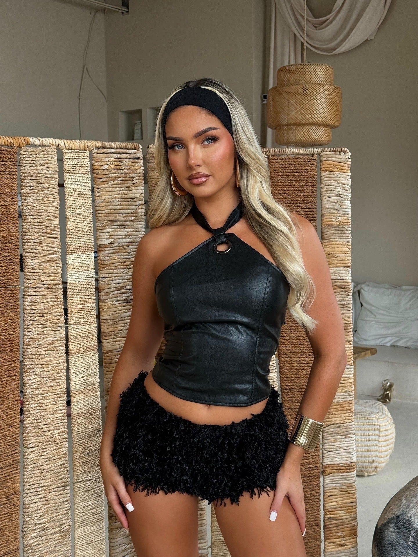 The ‘Dana’ Black Leather Look Top