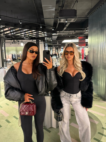 The ‘Arlo’ Black Leather Puffer Jacket