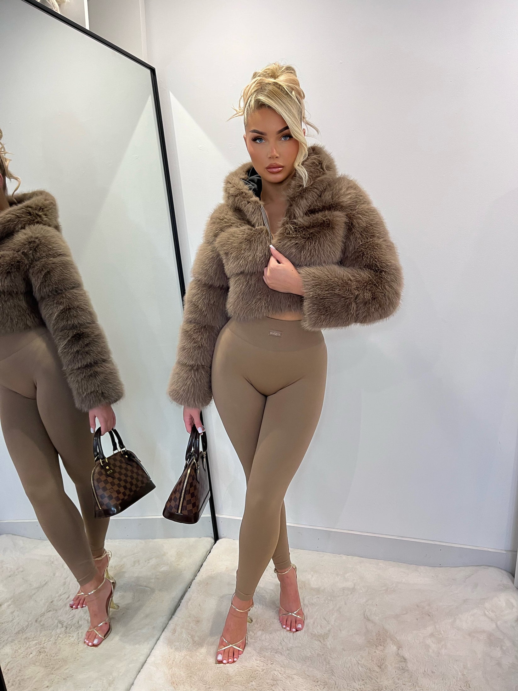 Mocha Hooded Short Coat