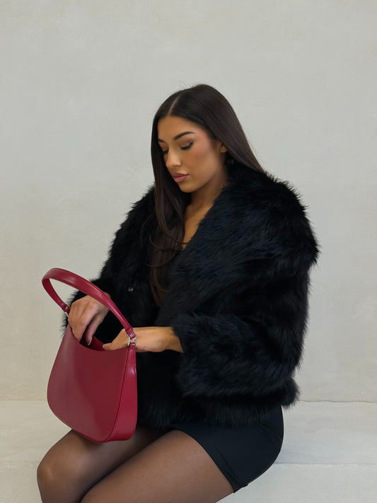 The ‘Vienna’ Luxury Faux Fur Coat Black