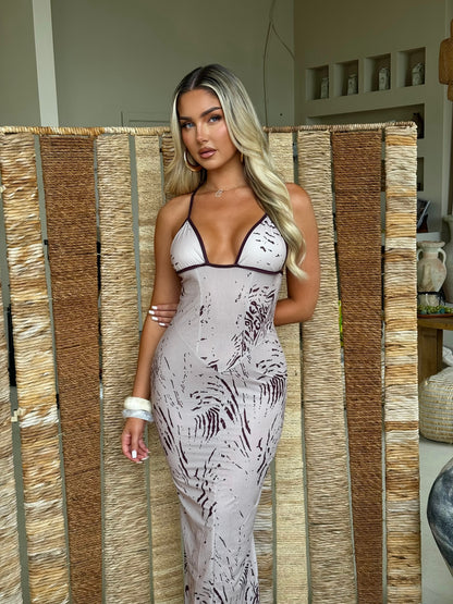 The ‘Kiara’ Neutral Zebra Dress