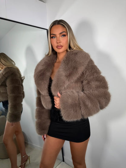 The ‘Lavella’ Cropped Luxury Faux Fur Coat Dolce Brown