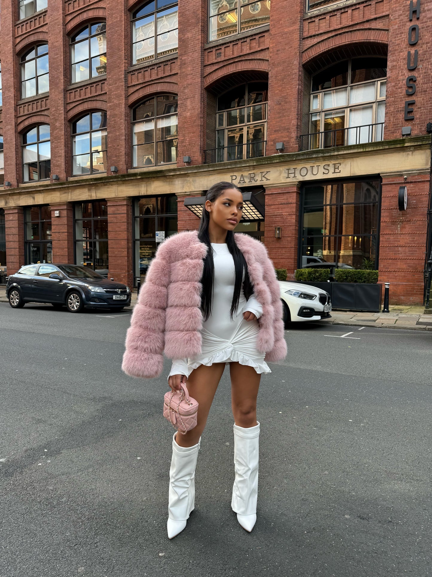 Dusty Pink Faux Fur Coat