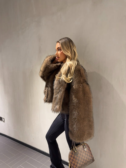 The ‘Aria’ Slouch Chocolate Brown Fur