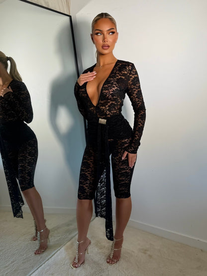 The ‘Heatstroke Lace’ Black Capri Jumpsuit