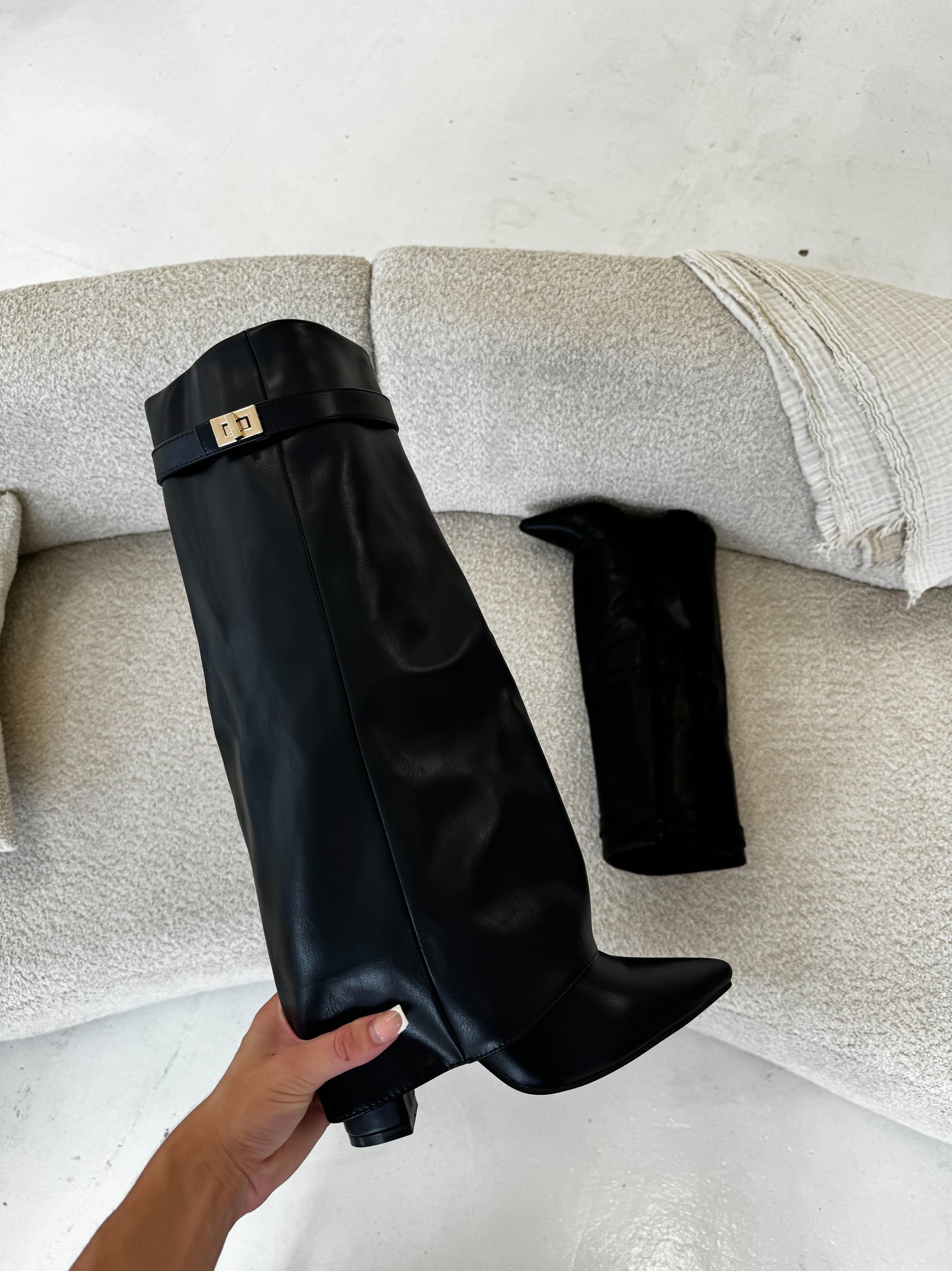 The ‘Gia’ Fold Over Knee High Shark Boots